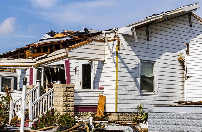 Residential roof tornado damage restoration
