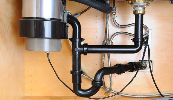 A newly installed garbage disposal unit