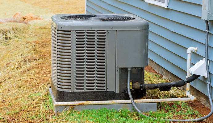 An installed outdoor HVAC unit