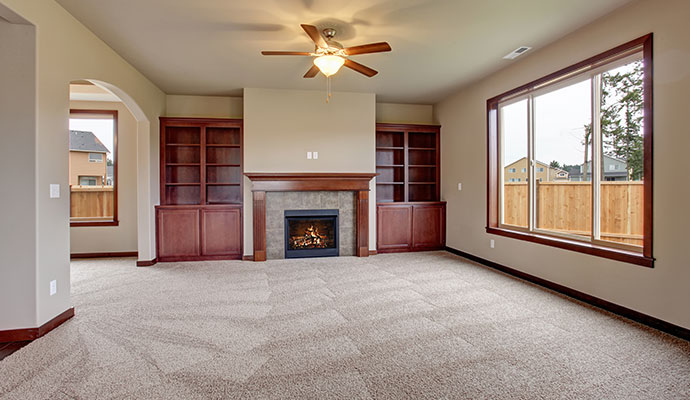 Clean carpet placed in living room area