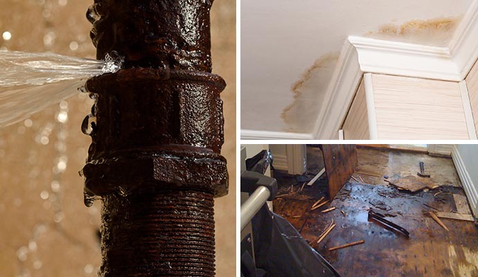 Collage of different types of water damage Collage of different types of water damage