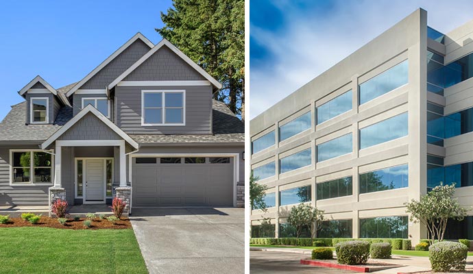 Collage of residential and commercial building