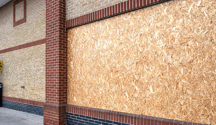 Boarded up daycare building