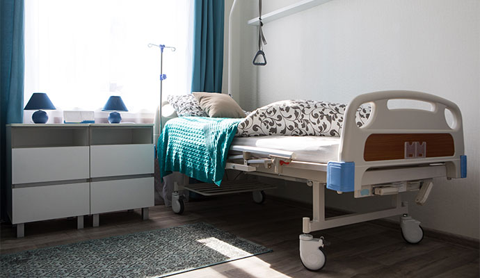 Clean and fully restored medical patient room