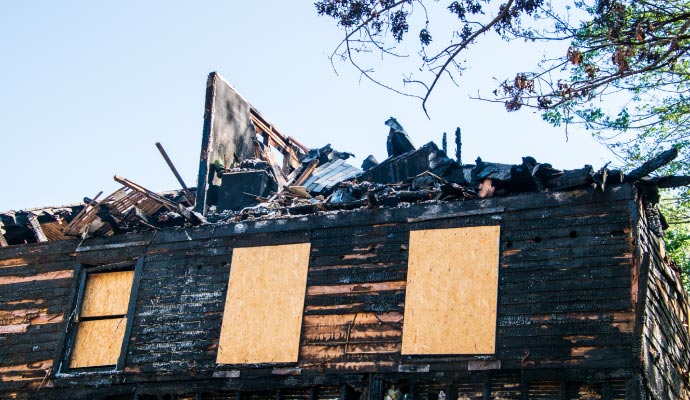 Fire damage board up service
