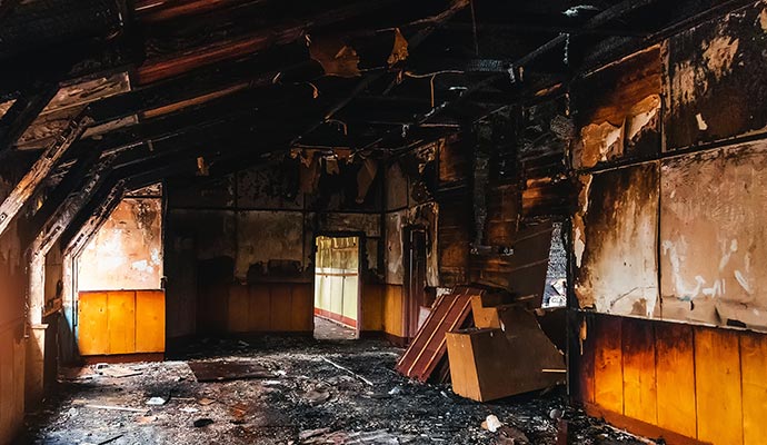 Fire damaged house Fire damaged house