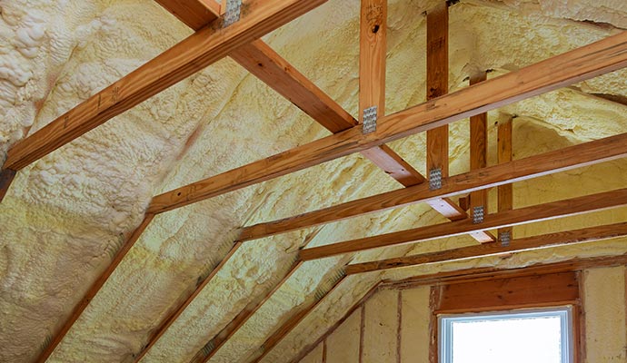 Attic with spray foam insulation Attic with spray foam insulation