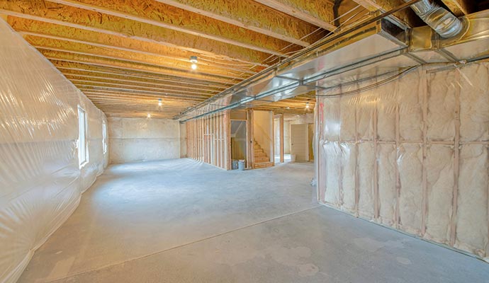Unfinished basement interior Unfinished basement interior