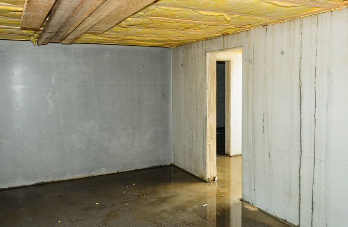 Damaged basement because of flood