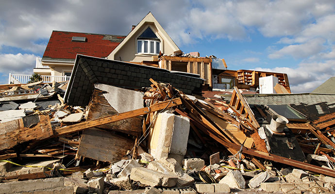 Hurricane damaged house