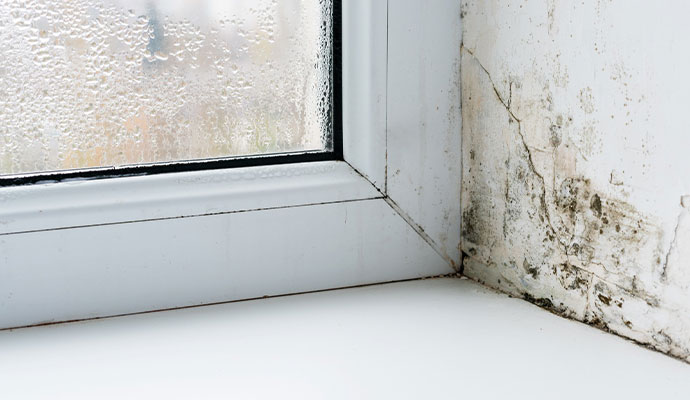 Mold damaged window corner