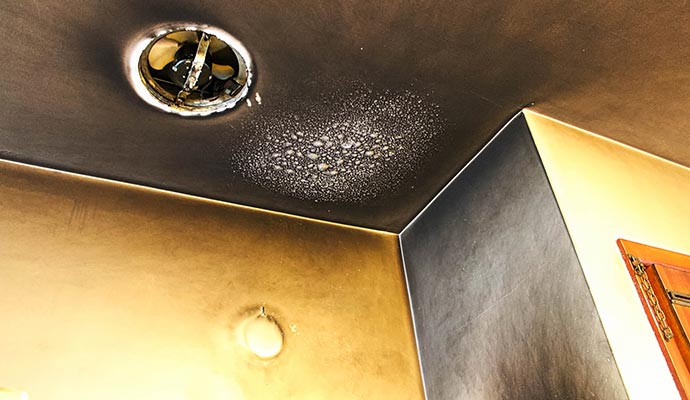Smoke damaged ceiling and wall Smoke damaged ceiling and wall