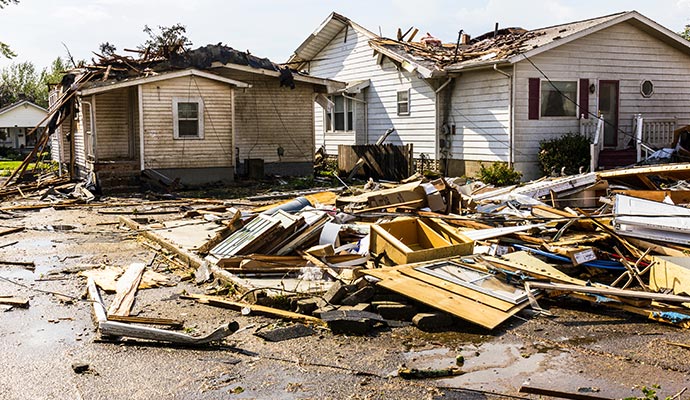 Storm damaged house Storm damaged house