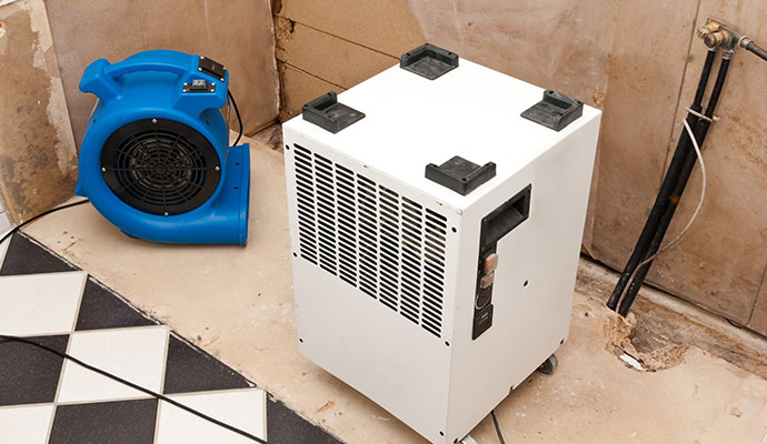 Water damage restoration dehumidifier