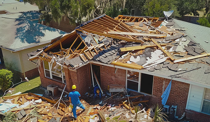 Storm damaged house restoration service
