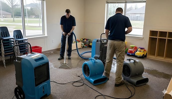 Water damage restoration in a daycare center