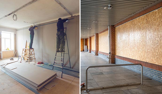 Collage of reconstruction and emergency board-up service