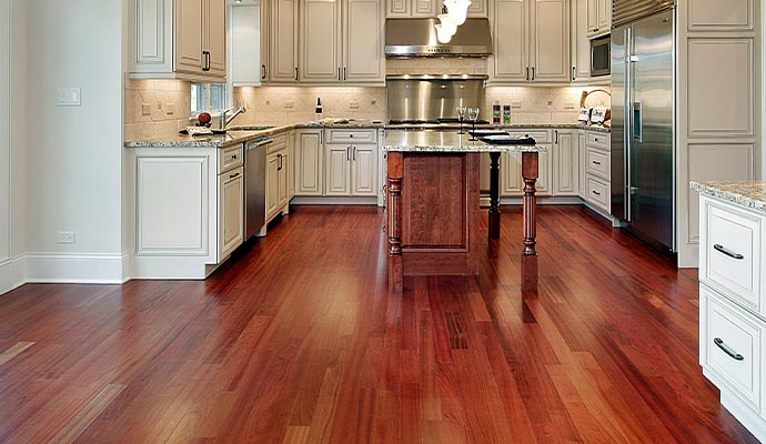 Hardwood floor on modern kitchen