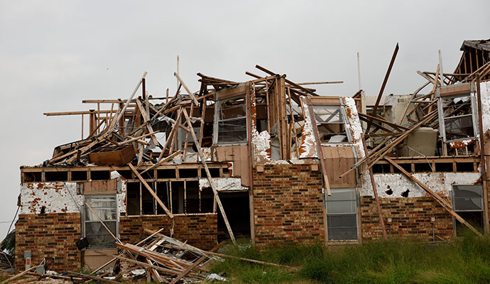 Hurricane damaged house