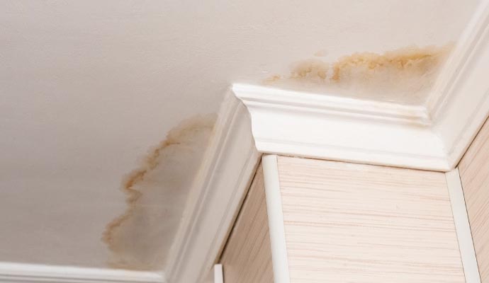 Roof leak from water damage