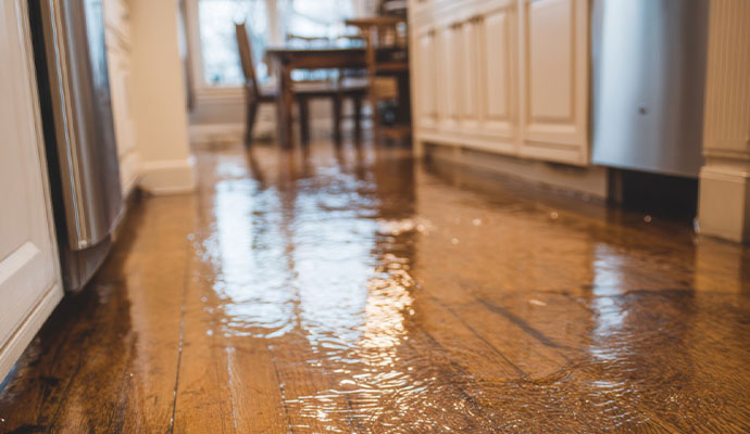 Water damaged wooden floor